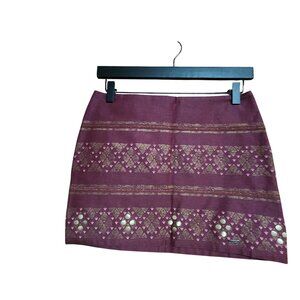 Hollister Maroon & Gold Geometric Patterned Mini Skirt Womens Size 1 NWT
